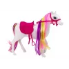 LEAN TOYS Pferdefigur Weißes Pferd Pflege Sattel Stall Bauernhof Süßes Pferd