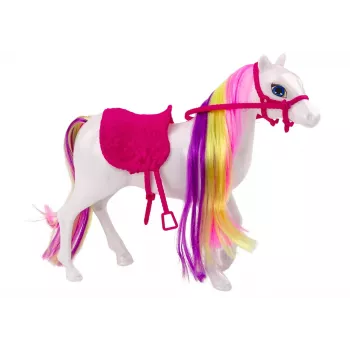 LEAN TOYS Pferdefigur Weißes Pferd Pflege Sattel Stall Bauernhof Süßes Pferd