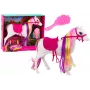LEAN TOYS Pferdefigur Weißes Pferd Pflege Sattel Stall Bauernhof Süßes Pferd