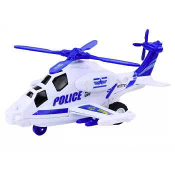 LEAN TOYS Polizeihubschrauber Weiß oder Schwarz Friction Drive Licht und Sound