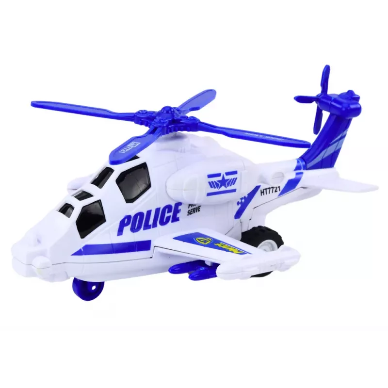 LEAN TOYS Polizeihubschrauber Weiß oder Schwarz Friction Drive Licht und Sound