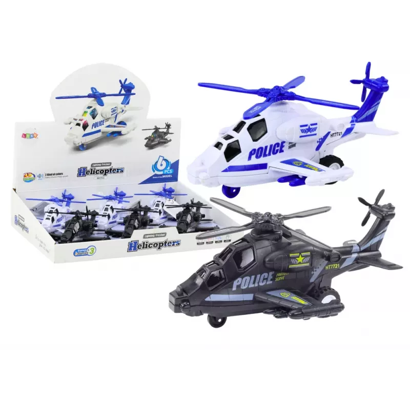 LEAN TOYS Polizeihubschrauber Weiß oder Schwarz Friction Drive Licht und Sound