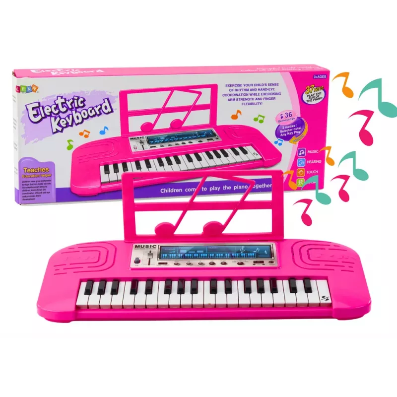 LEAN TOYS Elektronisches Klavier für Kinder, 36 Melodien, Pink