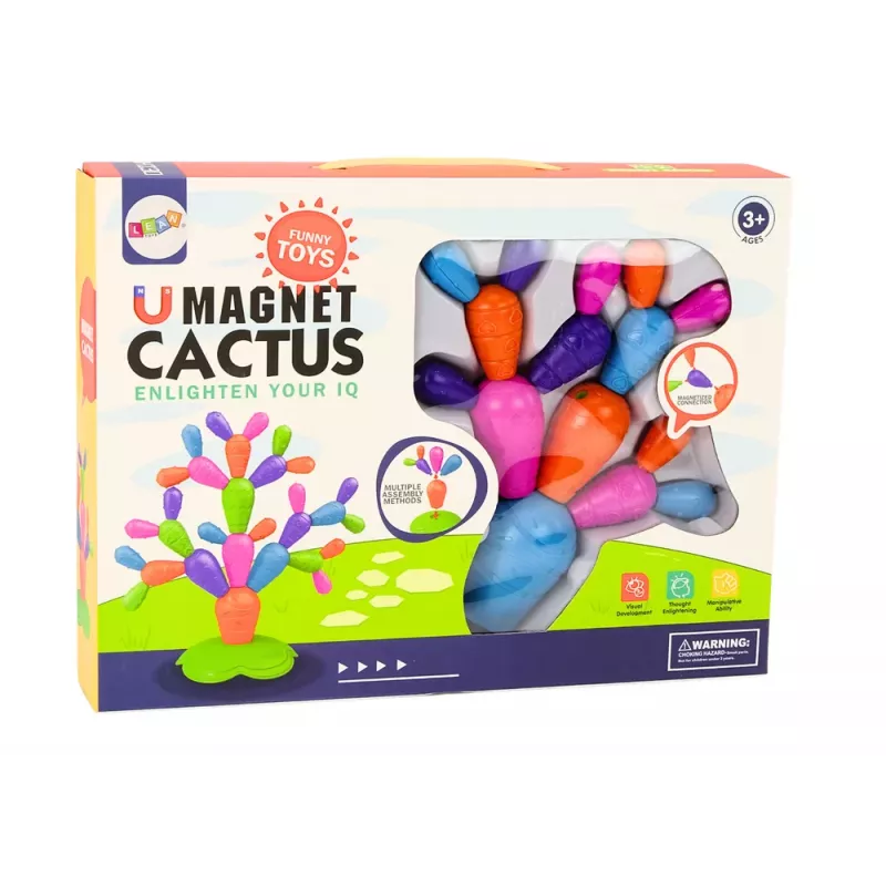 LEAN TOYS Magnetic Cactus Construction Blocks 16 Elements