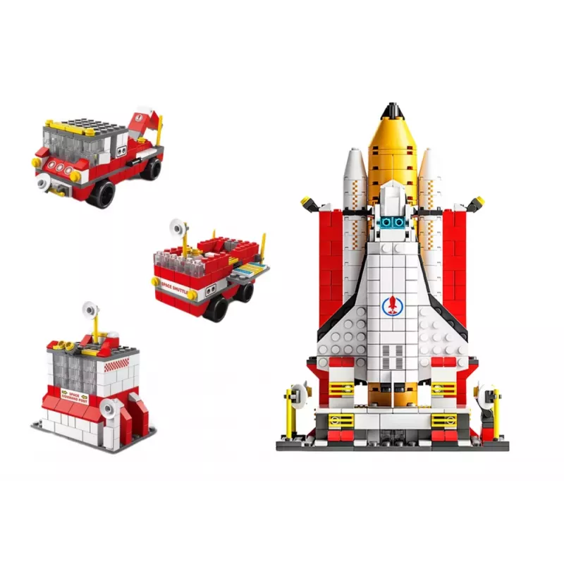 LEAN TOYS Bausteine Space Rocket 6in1 Space Vehicles 1000 Stk.