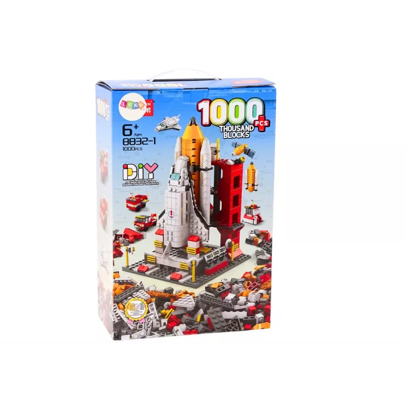 LEAN TOYS Bausteine Space Rocket 6in1 Space Vehicles 1000 Stk.