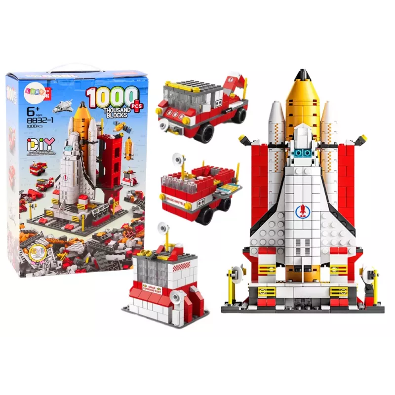 LEAN TOYS Bausteine Space Rocket 6in1 Space Vehicles 1000 Stk.