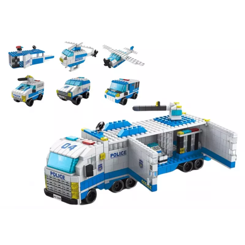 LEAN TOYS Police Truck Construction Bricks 6in1 Set Police Vehicles 1000pcs