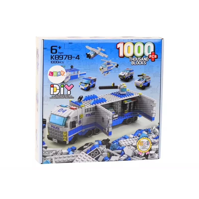 LEAN TOYS Police Truck Construction Bricks 6in1 Set Police Vehicles 1000pcs