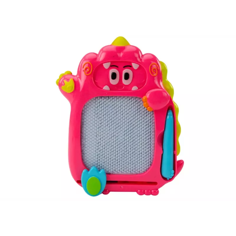 LEAN TOYS Zeichenbrett Taschenspiel 2in1 Pink Dinosaurier