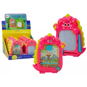 LEAN TOYS Zeichenbrett Taschenspiel 2in1 Pink Dinosaurier