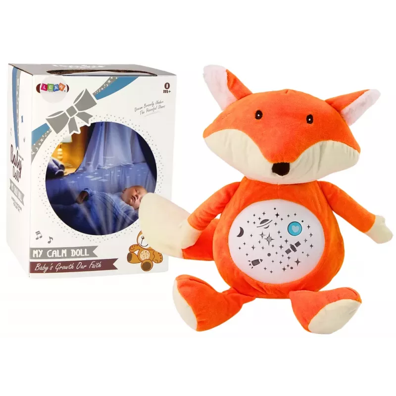 LEAN TOYS Plüschteddybär mit Schlaflicht und -geräuschen, Nacht- und Tagmodus, Fuchs