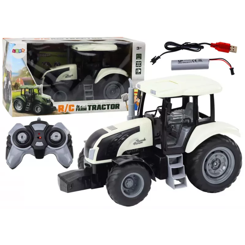 LEAN TOYS ferngesteuerter RC-Traktor 2.4G Sounds Weiß