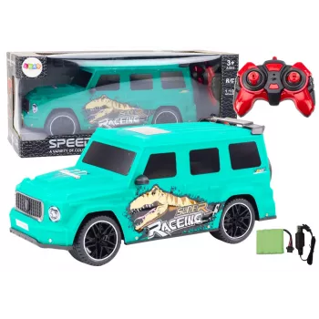LEAN TOYS RC-Fernsteuerauto mit Dinosaurier, Maßstab 1:10, Grün
