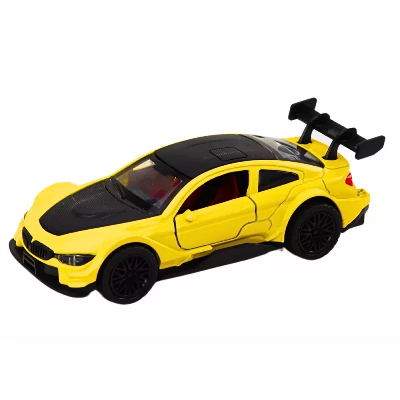 LEAN TOYS Spielzeugauto Sportwagen 1:32 Reibungsantrieb Metall Gelb