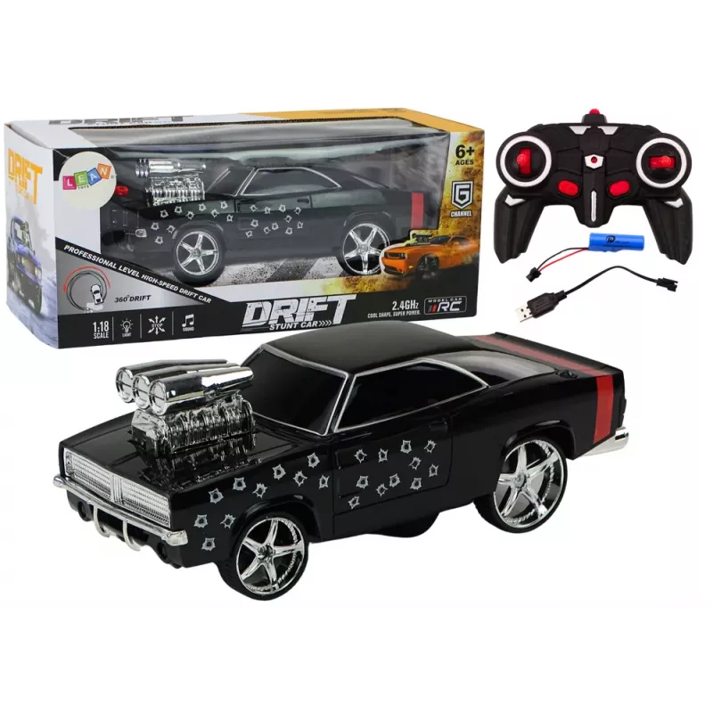 LEAN TOYS RC-Fahrzeug 1:18 Drift 360 Lichter Sounds Schwarz