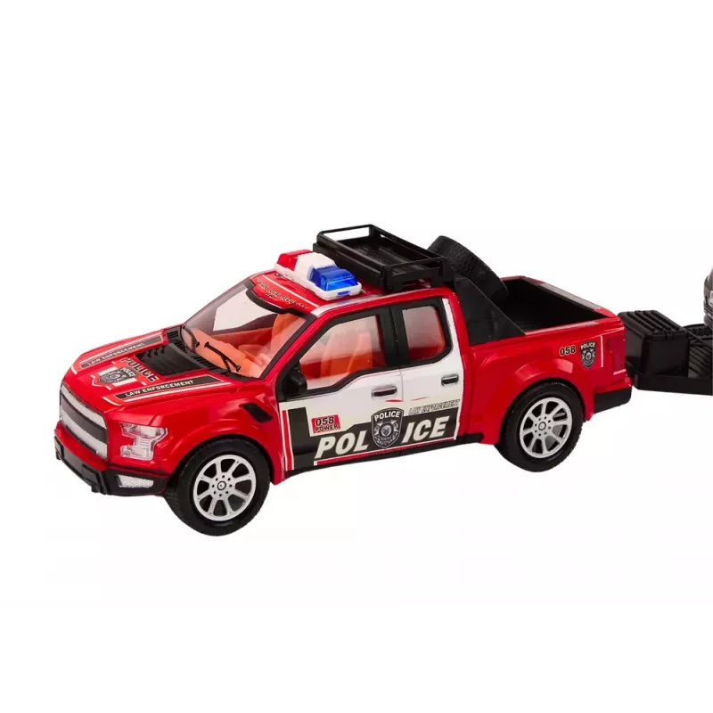 LEAN TOYS Police Pickup Truck With Tow Truck Semi-Trailer Off-Road Car Police Set