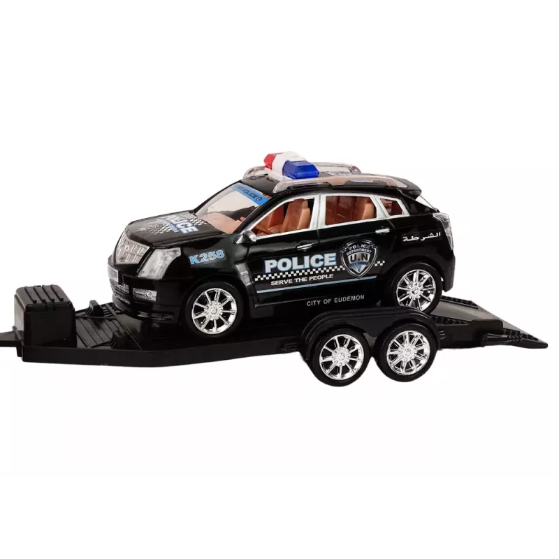 LEAN TOYS Police Pickup Truck With Tow Truck Semi-Trailer Off-Road Car Police Set