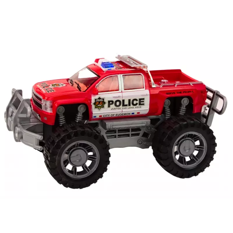 LEAN TOYS Police Car Pickup Red Off-Road Police Car