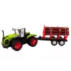 LEAN TOYS Farm Tractor mit Holz-Anhänger und 9 Bali-Bäumen - Green Drive