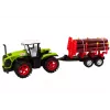 LEAN TOYS Farm Tractor mit Holz-Anhänger und 9 Bali-Bäumen - Green Drive