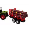 LEAN TOYS Farm Tractor mit Holz-Anhänger und 9 Bali-Bäumen - Green Drive