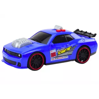 LEAN TOYS Rennwagen mit Licht, Sound und öffnender Motorhaube Blau