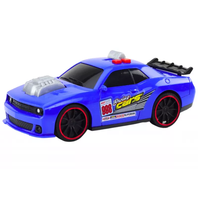 LEAN TOYS Rennwagen mit Licht, Sound und öffnender Motorhaube Blau