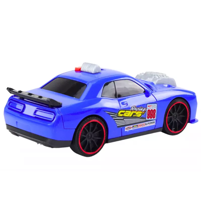 LEAN TOYS Rennwagen mit Licht, Sound und öffnender Motorhaube Blau