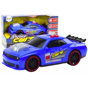 LEAN TOYS Rennwagen mit Licht, Sound und öffnender Motorhaube Blau