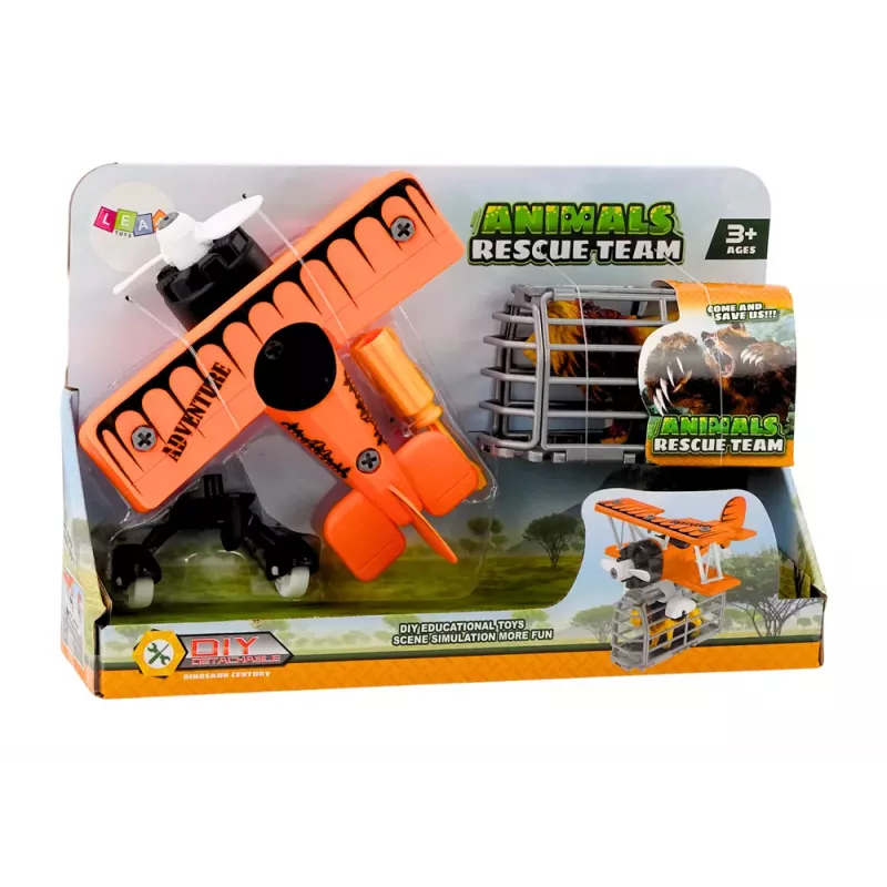 LEAN TOYS Flugzeug Lichtflugzeug Tier-Transport-Käfig Löwe Schraubbare Schraubendreher