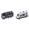 LEAN TOYS Lora Abschleppwagen Rennbahn 2in1 Lichter Geräusche Schilder Autos Blau