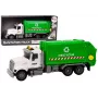 LEAN TOYS Müllwagen mit Mülltonnen, Lichtern, Geräuschen, Reibungsantrieb, Weiß und Grün
