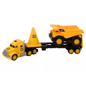 LEAN TOYS Set Baumaschinen Kipper Bagger Planierraupe beweglich Gelb