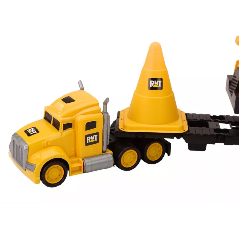 LEAN TOYS Set Baumaschinen Kipper Bagger Planierraupe beweglich Gelb
