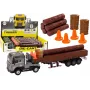LEAN TOYS Holz-LKW mit Anhänger 1:24 Holzstämme Geräusche Lichter