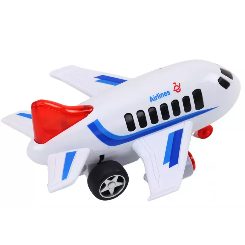 LEAN TOYS Passagierflugzeug mit Licht, Sound & Antrieb - Weiß