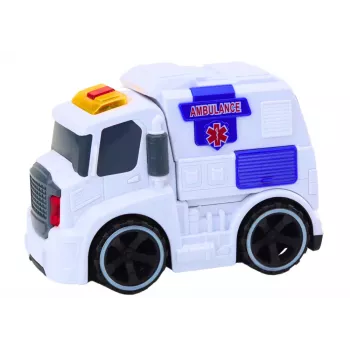 LEAN TOYS Spielzeug-Krankenwagen mit Licht und Sound - Weiß