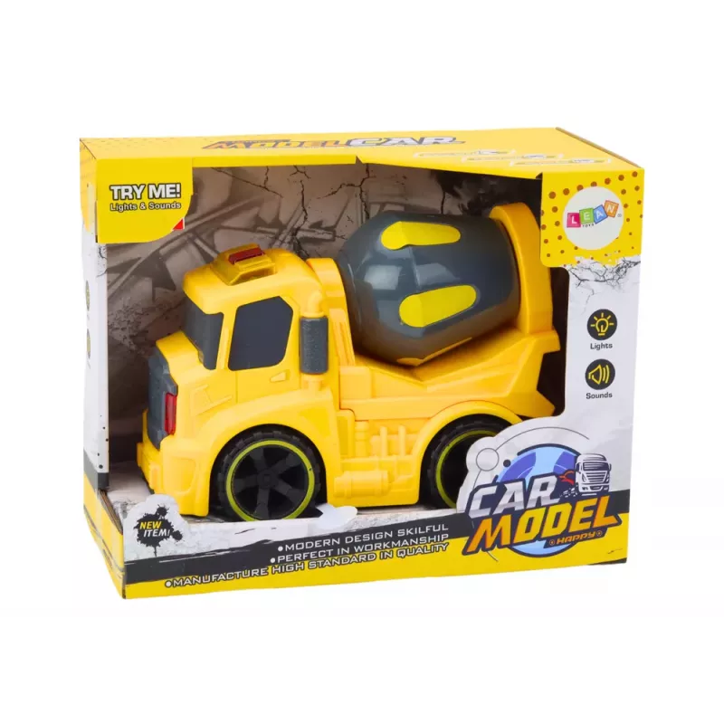 LEAN TOYS Betonmischer-LKW mit Licht und Sound Gelb