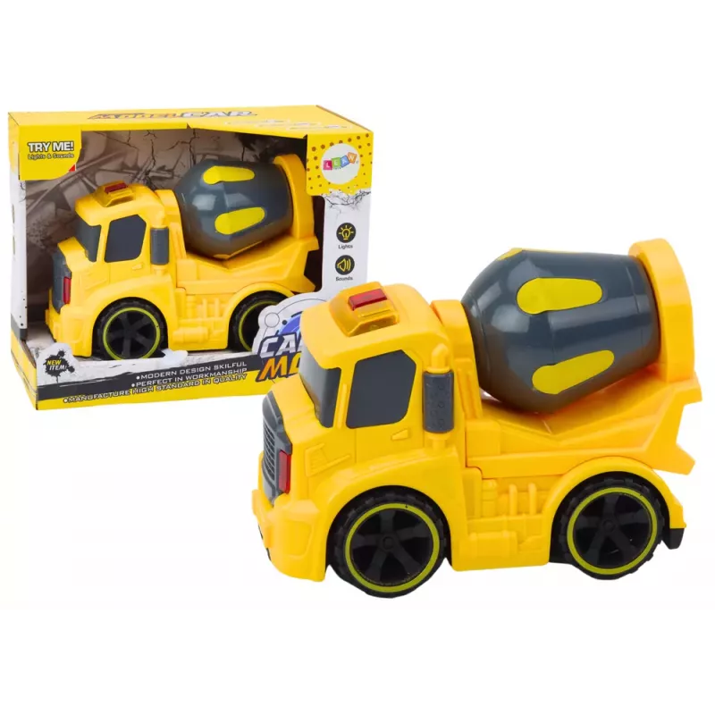 LEAN TOYS Betonmischer-LKW mit Licht und Sound Gelb
