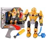 LEAN TOYS Schraubroboter mit Bohrer und Schraubendreher, Licht und Sound, Gelb