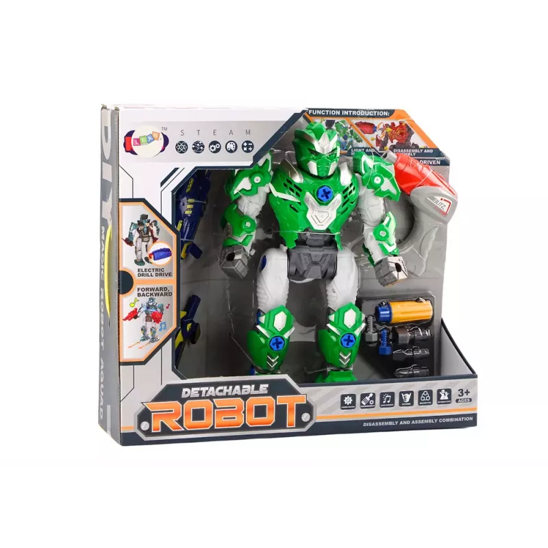 LEAN TOYS Schraubroboter mit Waffenbohrer, Schraubendreher, Licht und Sound, Grün