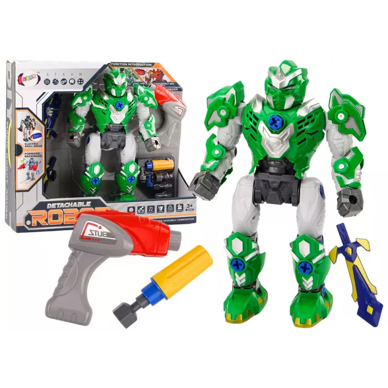 LEAN TOYS Schraubroboter mit Waffenbohrer, Schraubendreher, Licht und Sound, Grün