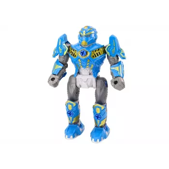 LEAN TOYS Roboter mit drehbarer Waffe, Bohrer, Schraubendreher, Licht und Sound, Blau