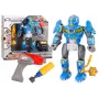 LEAN TOYS Roboter mit drehbarer Waffe, Bohrer, Schraubendreher, Licht und Sound, Blau