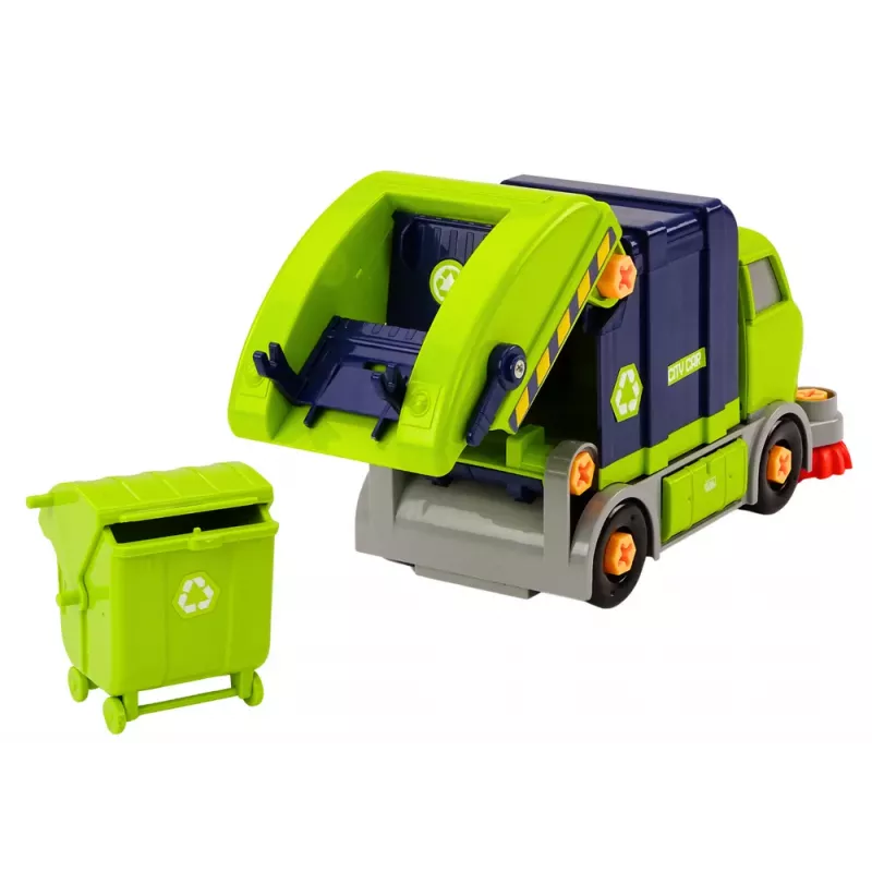 LEAN TOYS Cartoon Müllwagen drehbar beweglich DIY Navy Blau