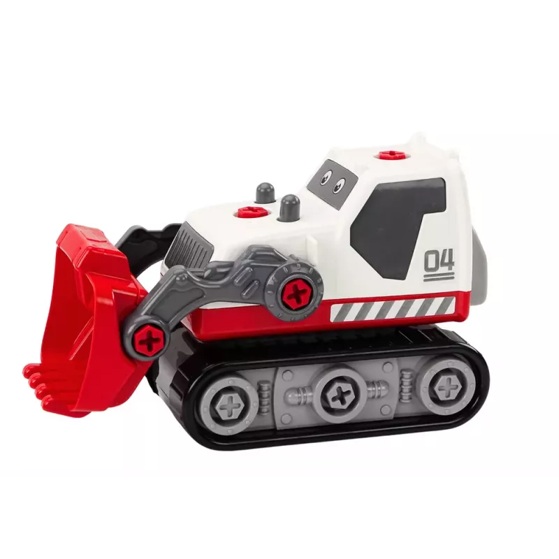 LEAN TOYS Cartoon Crawler Bagger zum Drehen DIY Weiß