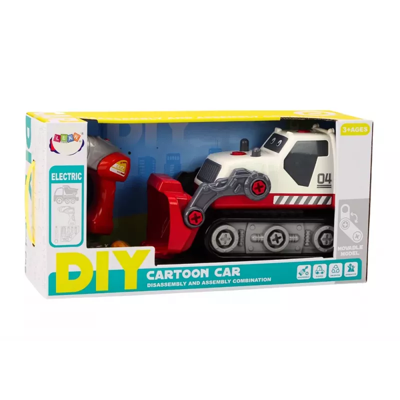 LEAN TOYS Cartoon Crawler Bagger zum Drehen DIY Weiß