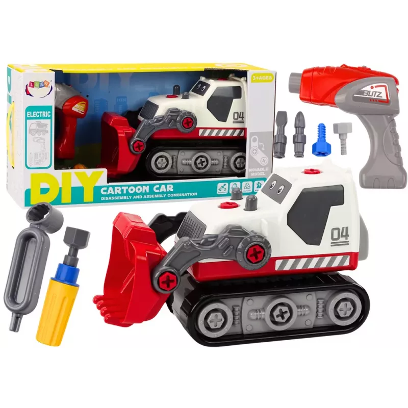 LEAN TOYS Cartoon Crawler Bagger zum Drehen DIY Weiß