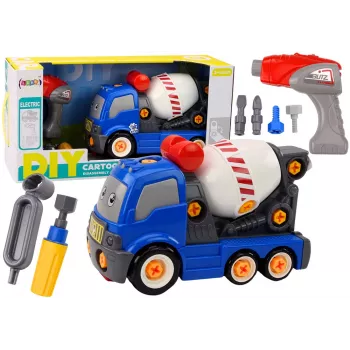 LEAN TOYS Cartoon Betonmischer-LKW zum Drehen DIY Blau
